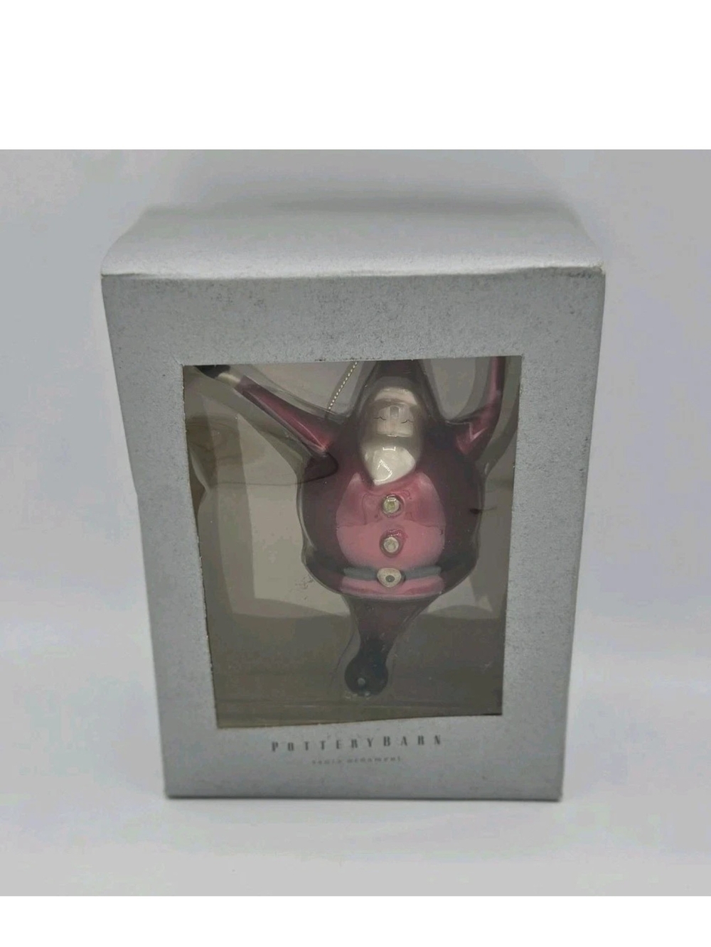 Rare Vintage Pottery Barn Santa Claus Blown Glass Retired Ornament W/Box